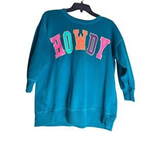 Cato Sweatshirt Women Medium Howdy Pullover Crewneck Colorful Lettering Top